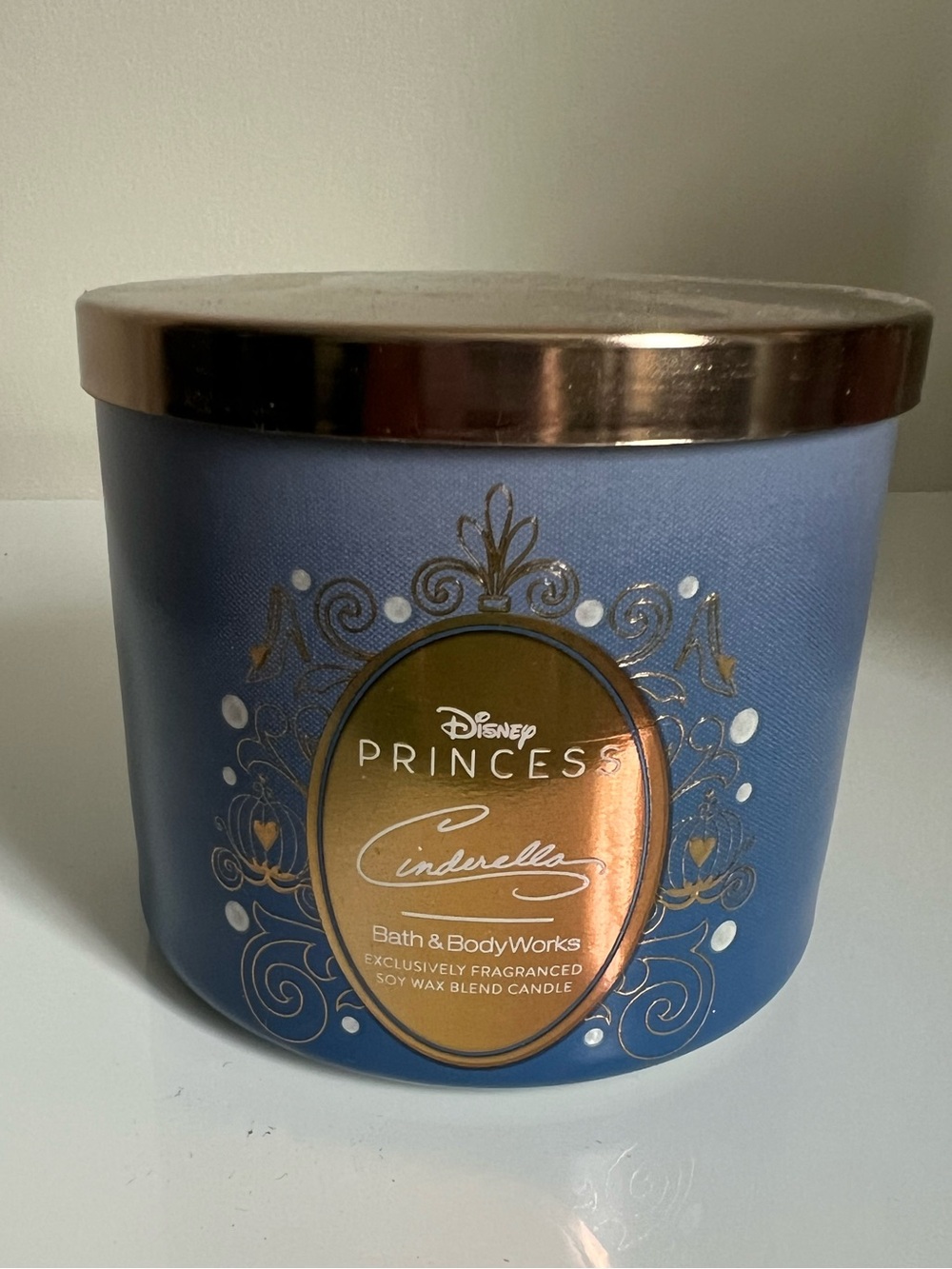 Disney Princess Cinderella Blue and Gold Decorative Candle